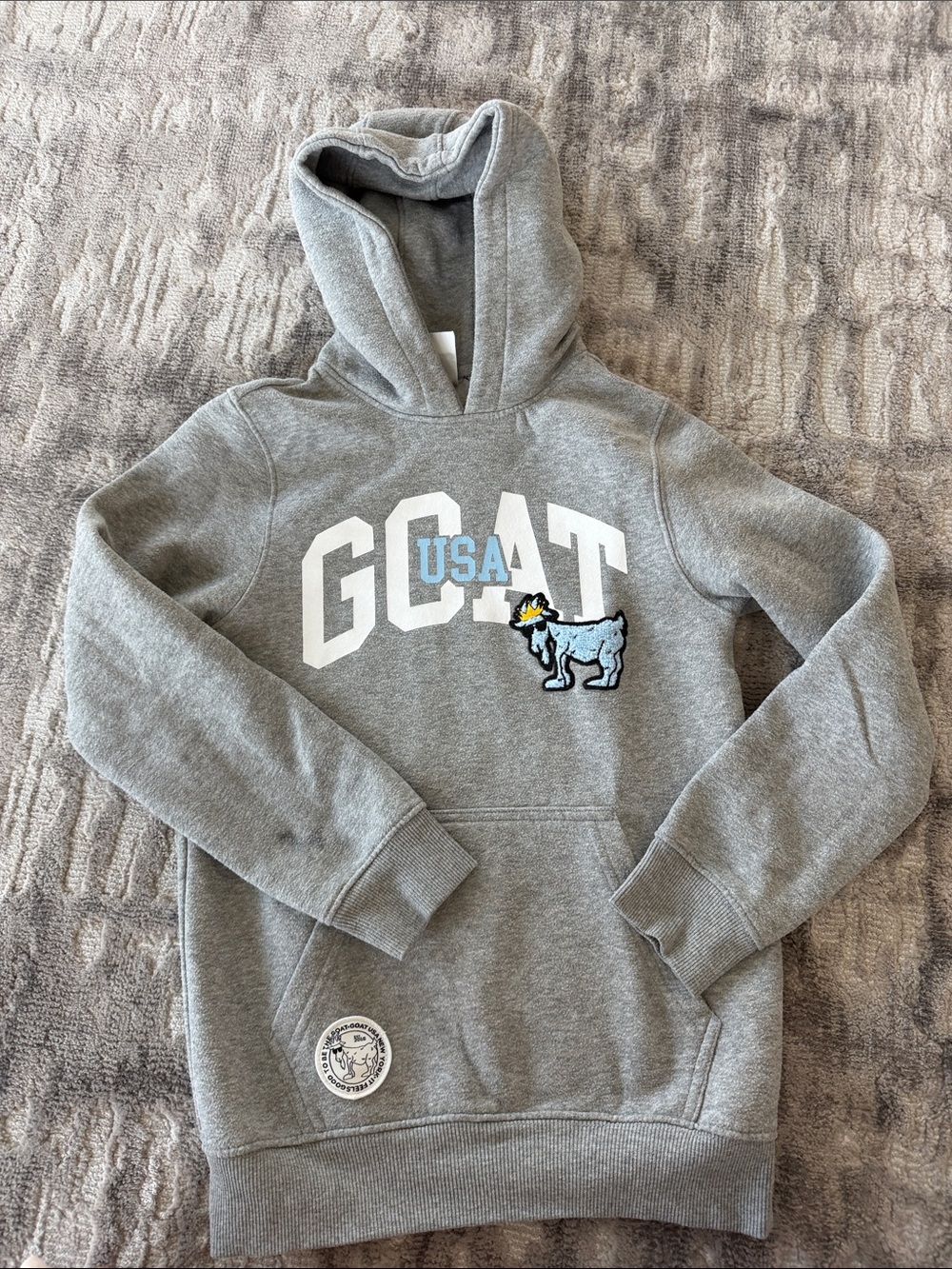 USA GOAT Embroidered Gray Goat Hoodie